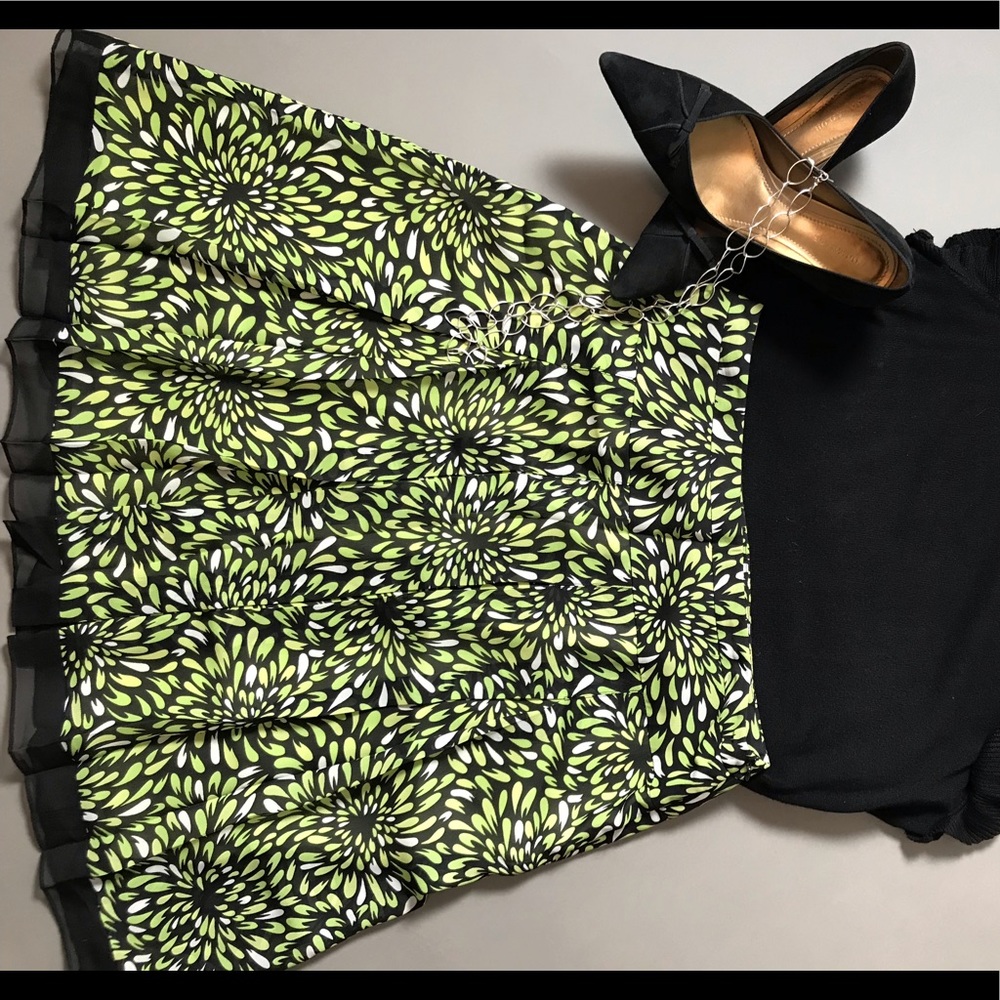 Black/Lime Green/White Skirt